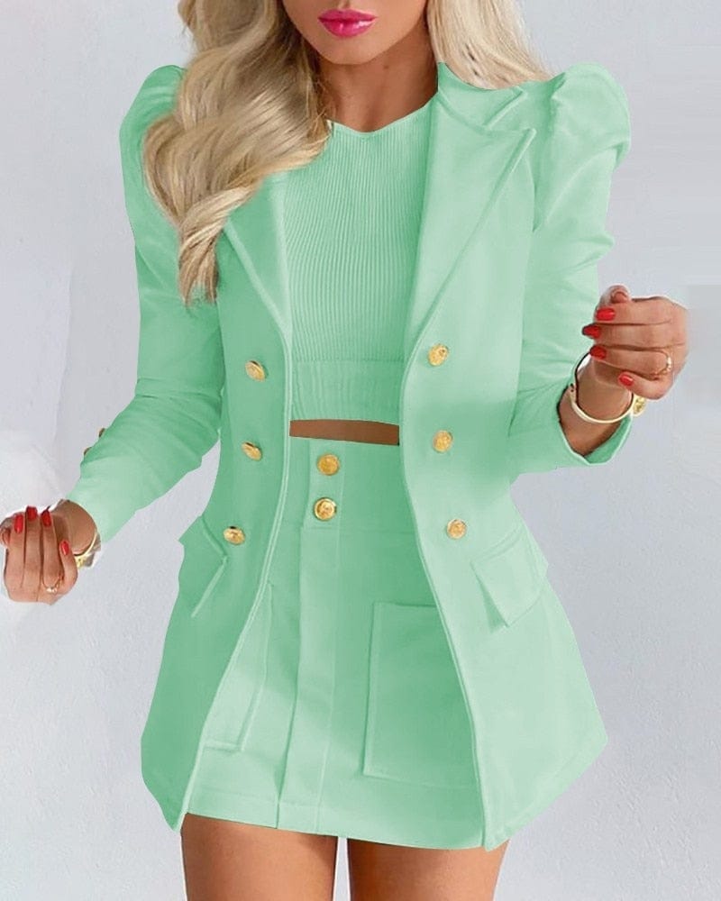 New Fashion Women Clothes Full Sleeve Blazer And Mini Skirt BENNYS 