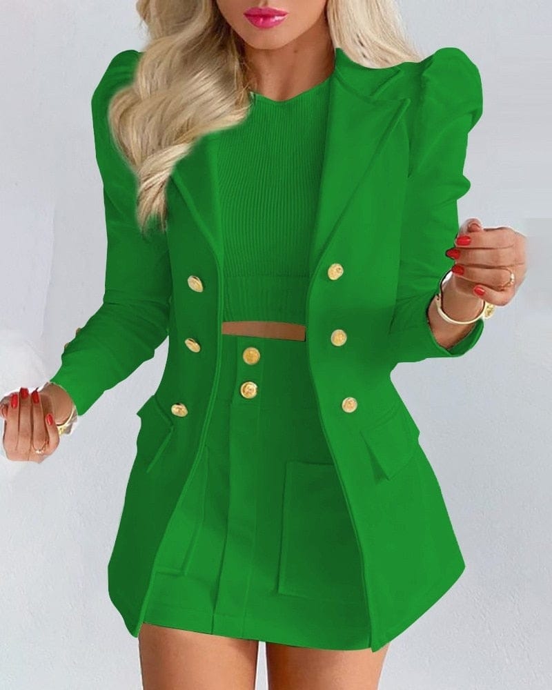 New Fashion Women Clothes Full Sleeve Blazer And Mini Skirt BENNYS 