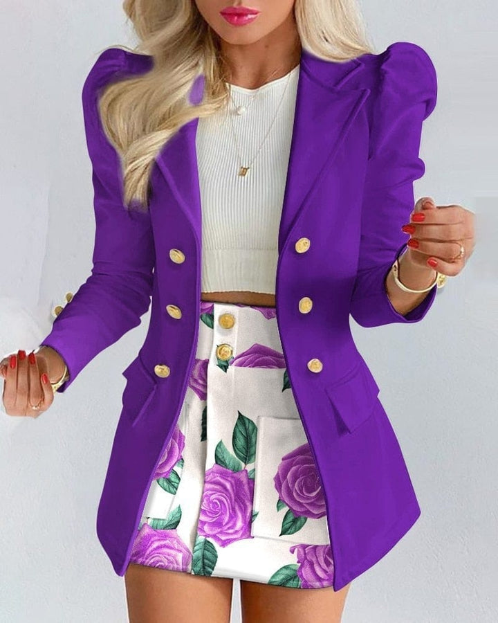 New Fashion Women Clothes Full Sleeve Blazer And Mini Skirt BENNYS 