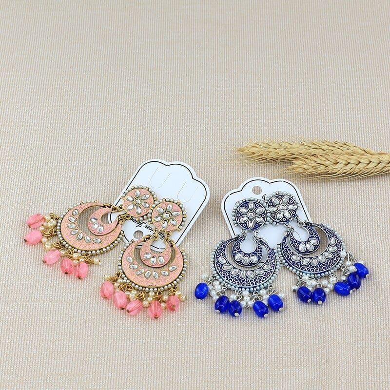 New Indian Handmade Beads Moon Geometric  Piercing Earrings/ Party Jewelry BENNYS 