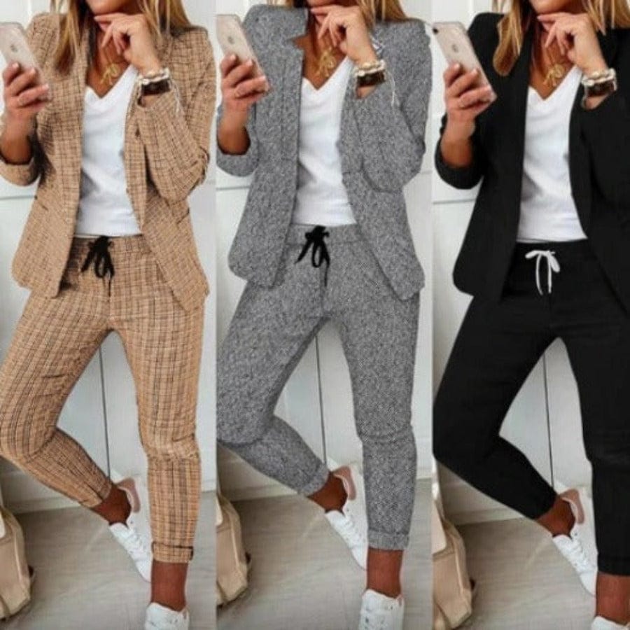 New Plaid Casual Women's Straight Trousers Suit BENNYS 