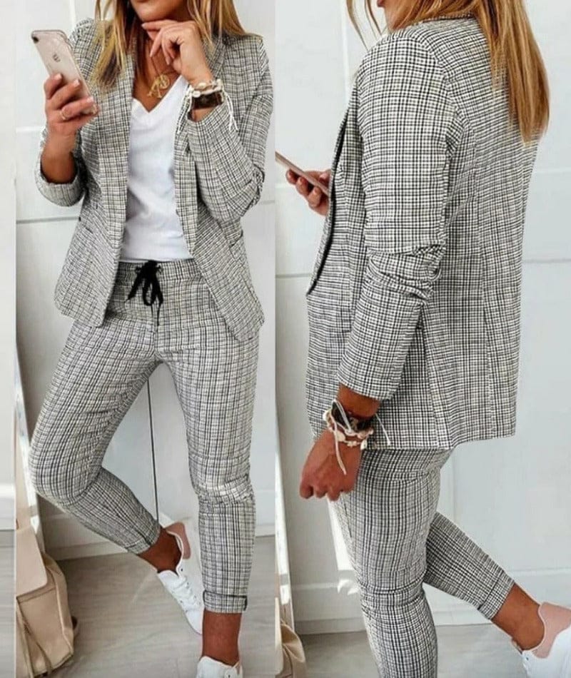 New Plaid Casual Women's Straight Trousers Suit BENNYS 