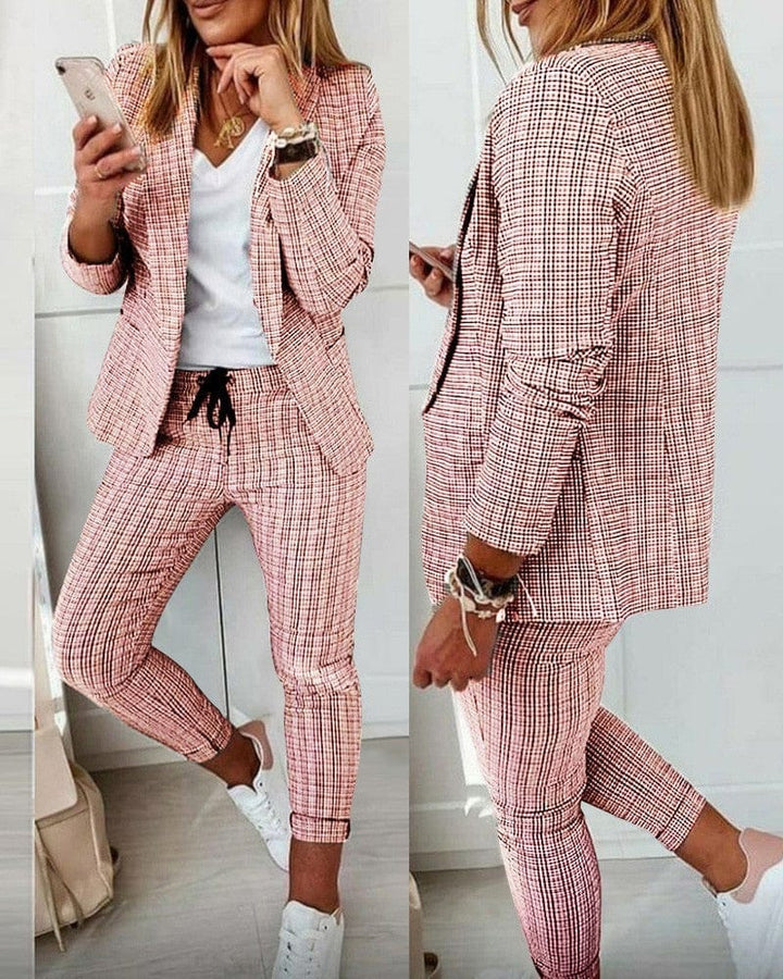 New Plaid Casual Women's Straight Trousers Suit BENNYS 