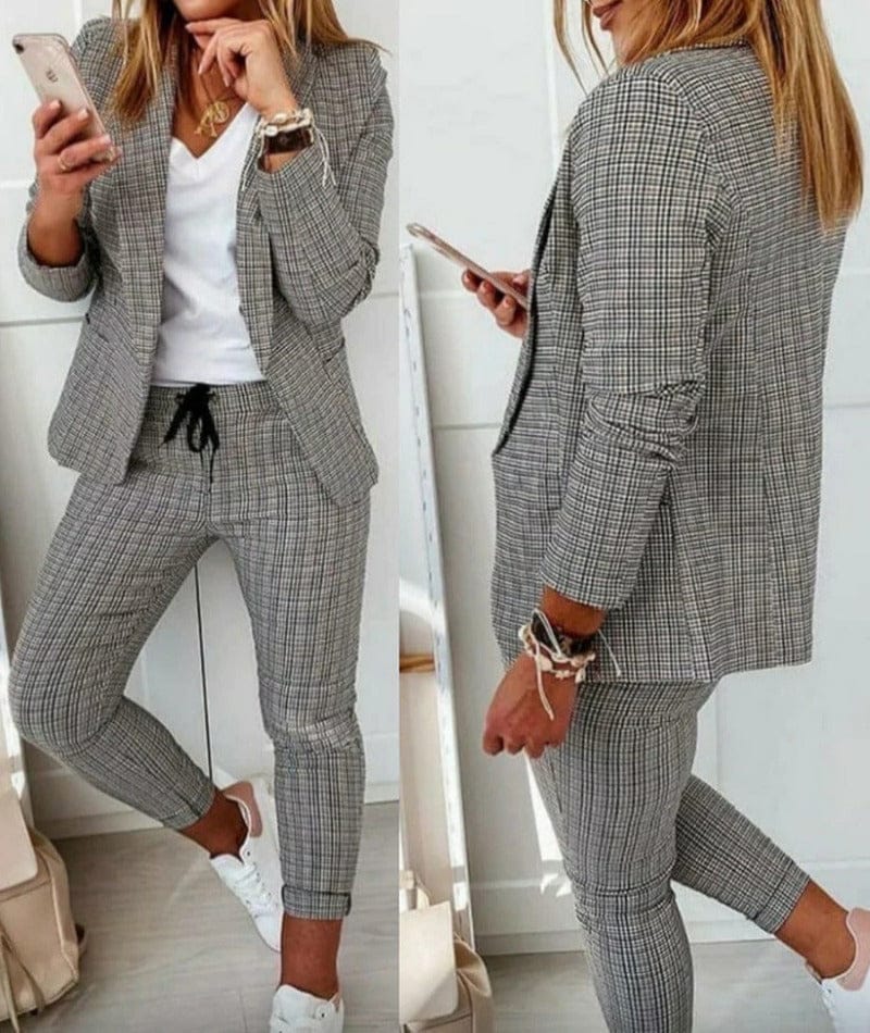 New Plaid Casual Women's Straight Trousers Suit BENNYS 