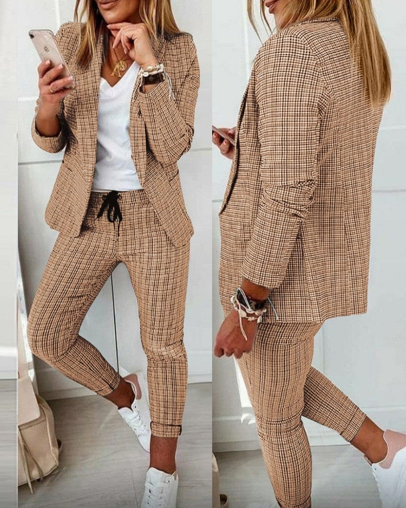 New Plaid Casual Women's Straight Trousers Suit BENNYS 