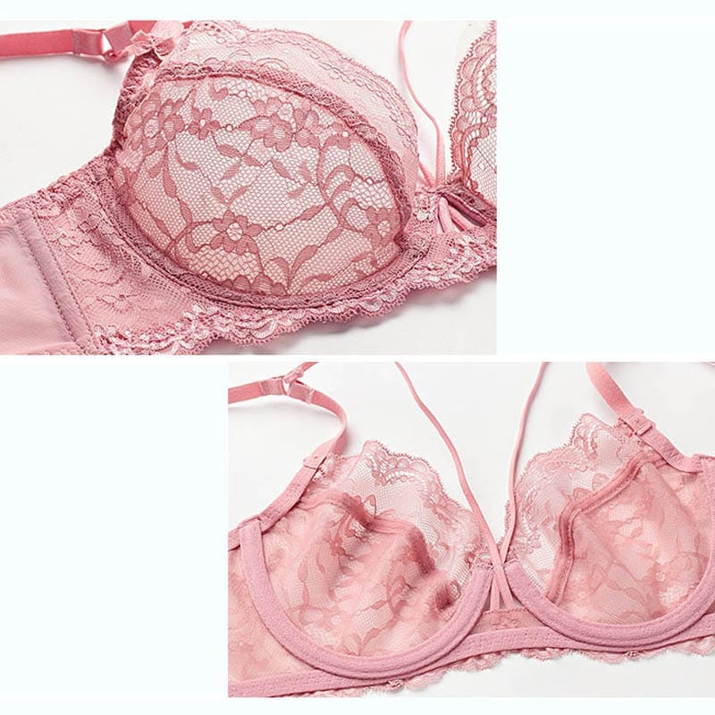 New Plus Size Lace Bra Set Push Up Bras and Panty Set Underwire Lingerie