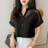 New Style Short-Sleeved Top Women's Fashion Solid Color Mesh Blouse BENNYS 