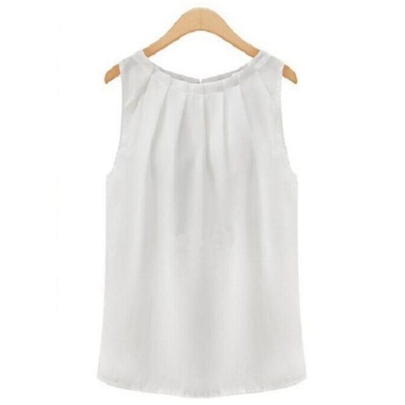 New Summer T Shirt Fashion Sleeveless Round Neck Chiffon T-Shirt For Women BENNYS 