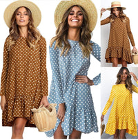 New retro women's fashion polka dot chiffon dress BENNYS 