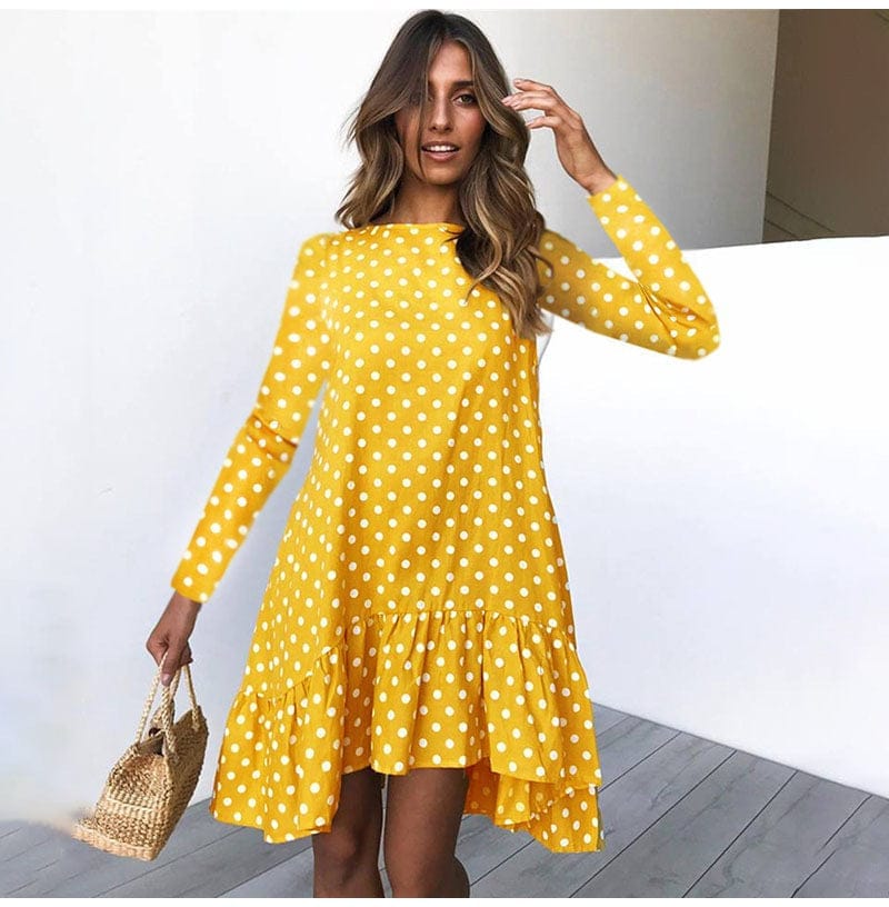 New retro women's fashion polka dot chiffon dress BENNYS 