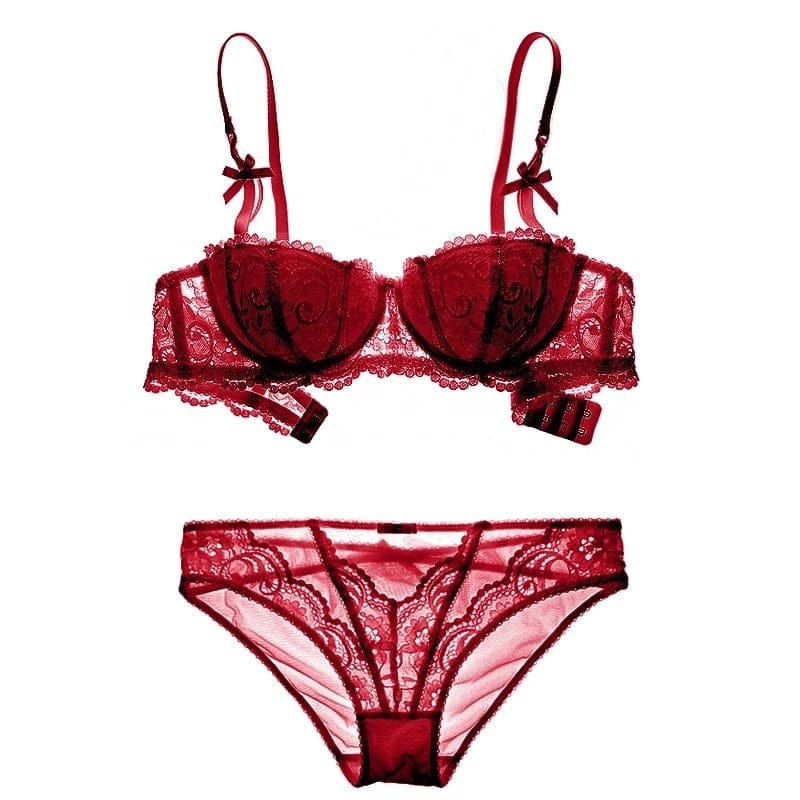 Bras Sets Sexy Adjustable Luxury Lace 1/2 Cup Beauty Embroidery Back Women  Lingerie Push Up Hollow Out Set Bra And Briefs From Cety, $24.89