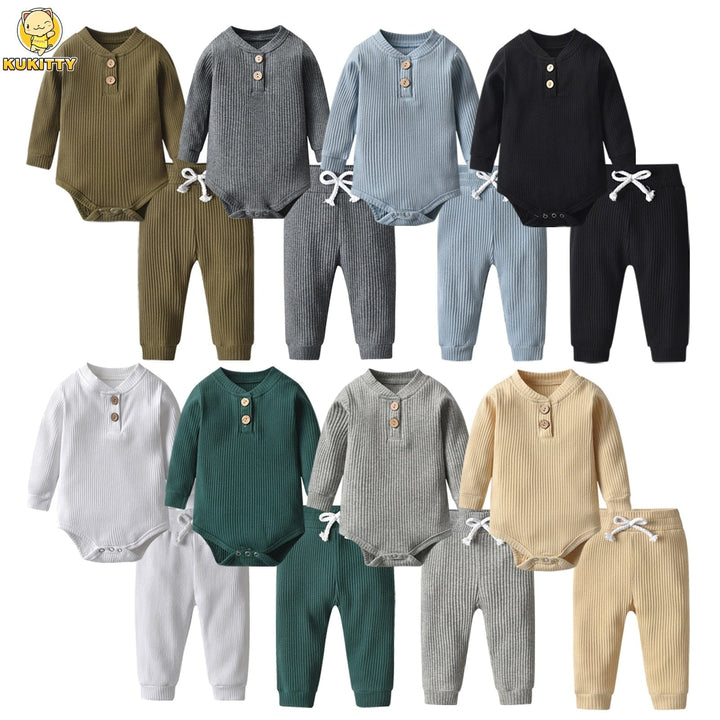 Newborn Baby Boys Girls Clothes Set Cotton Solid Outfits BENNYS 