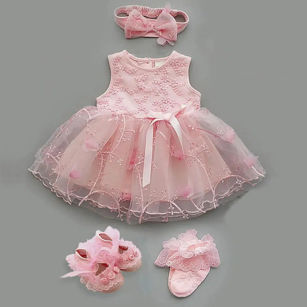 Newborn Baby Girl Dress And Shoes Set