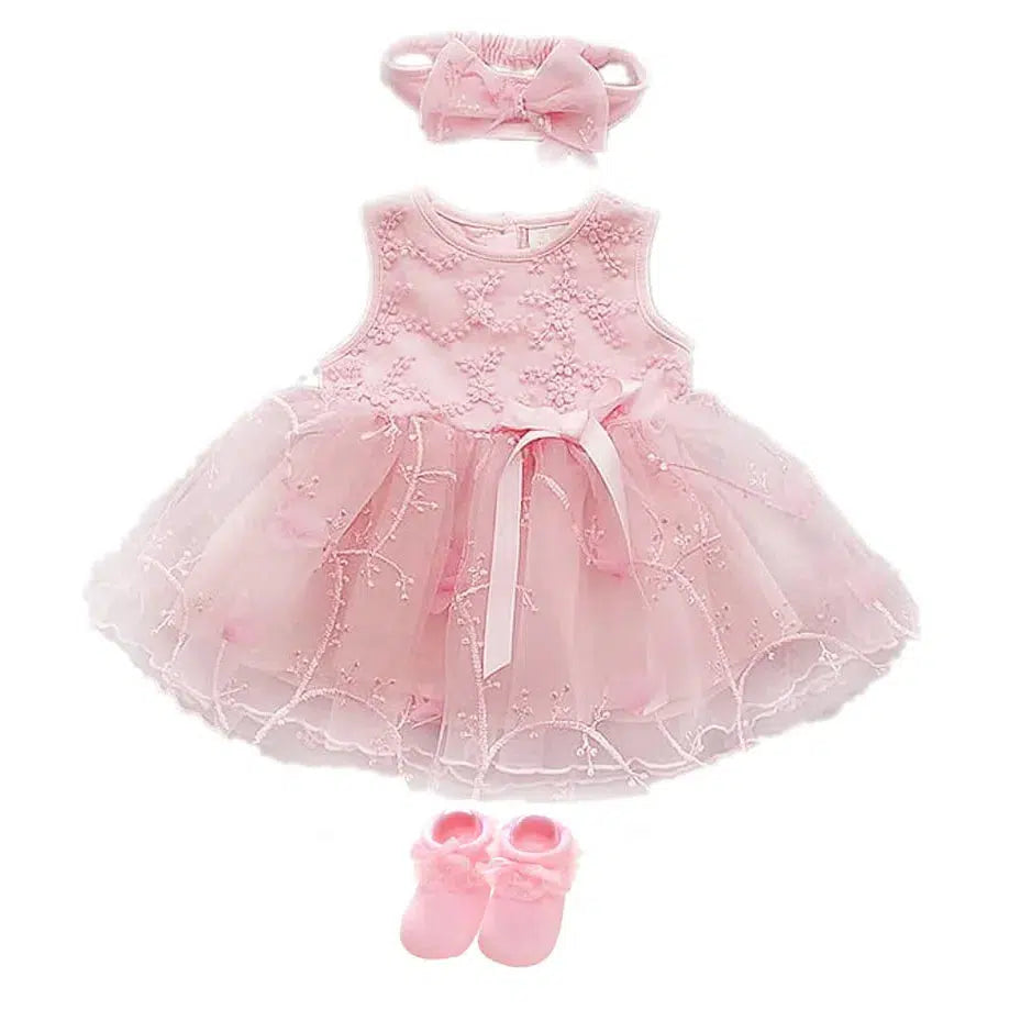 Newborn Baby Girl Dress And Shoes Set