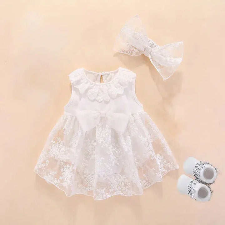 Newborn Baby Girl Dress And Shoes Set