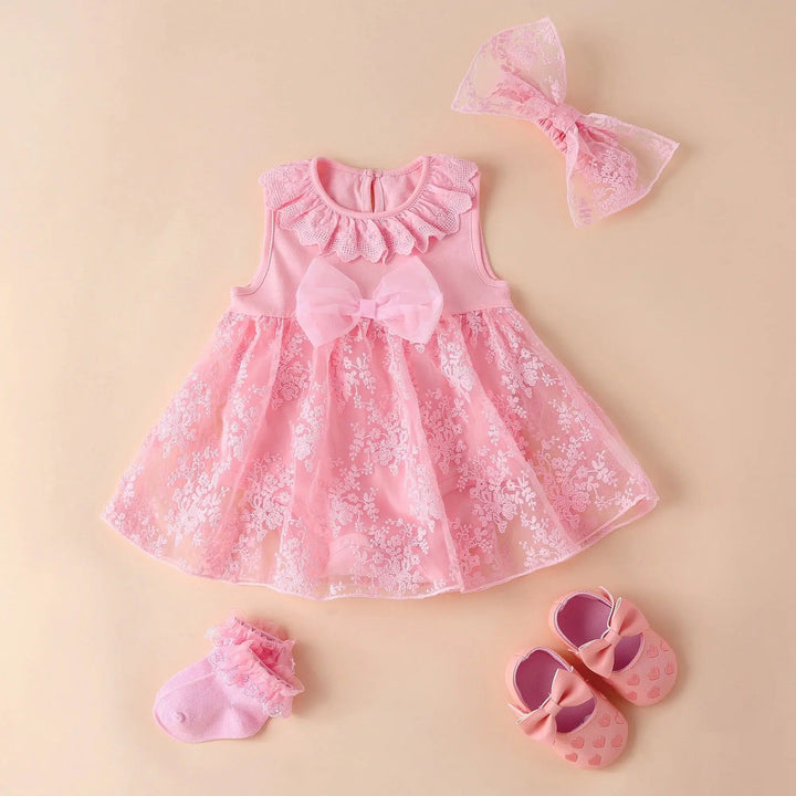 Newborn Baby Girl Dress And Shoes Set