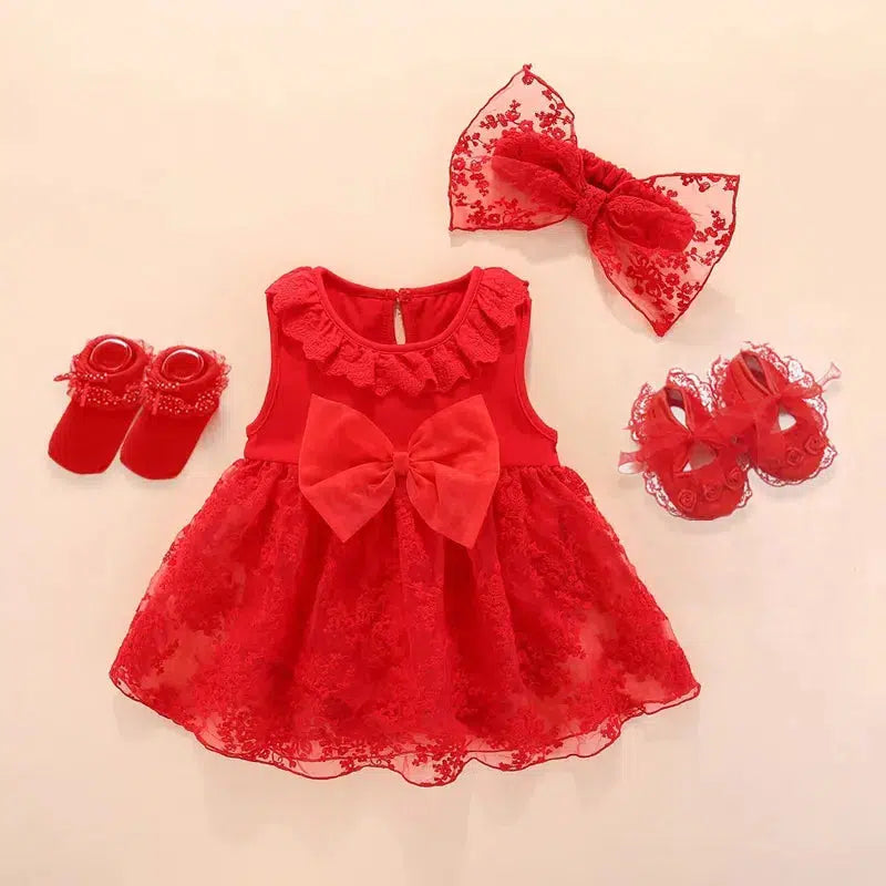 Newborn Baby Girl Dress And Shoes Set