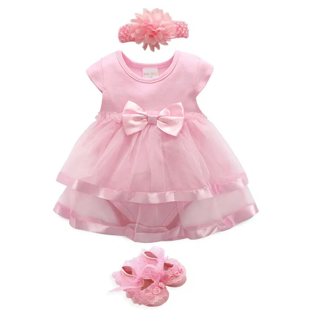 Newborn Baby Girl Dress And Shoes Set