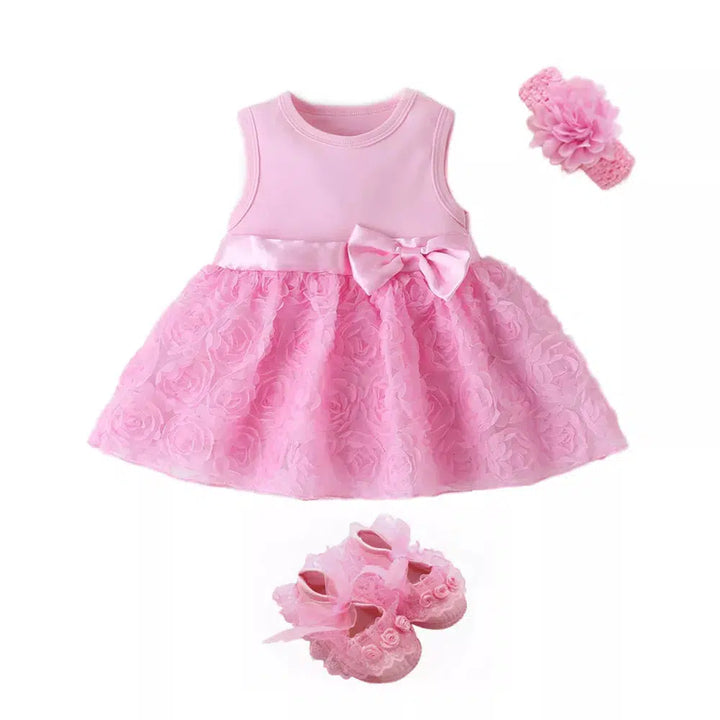 Newborn Baby Girl Dress And Shoes Set