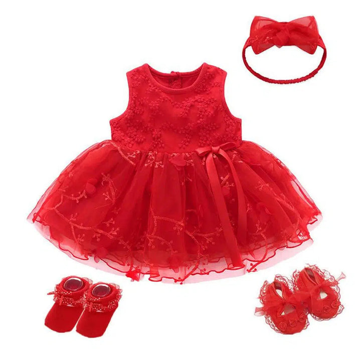 Newborn Baby Girl Dress And Shoes Set