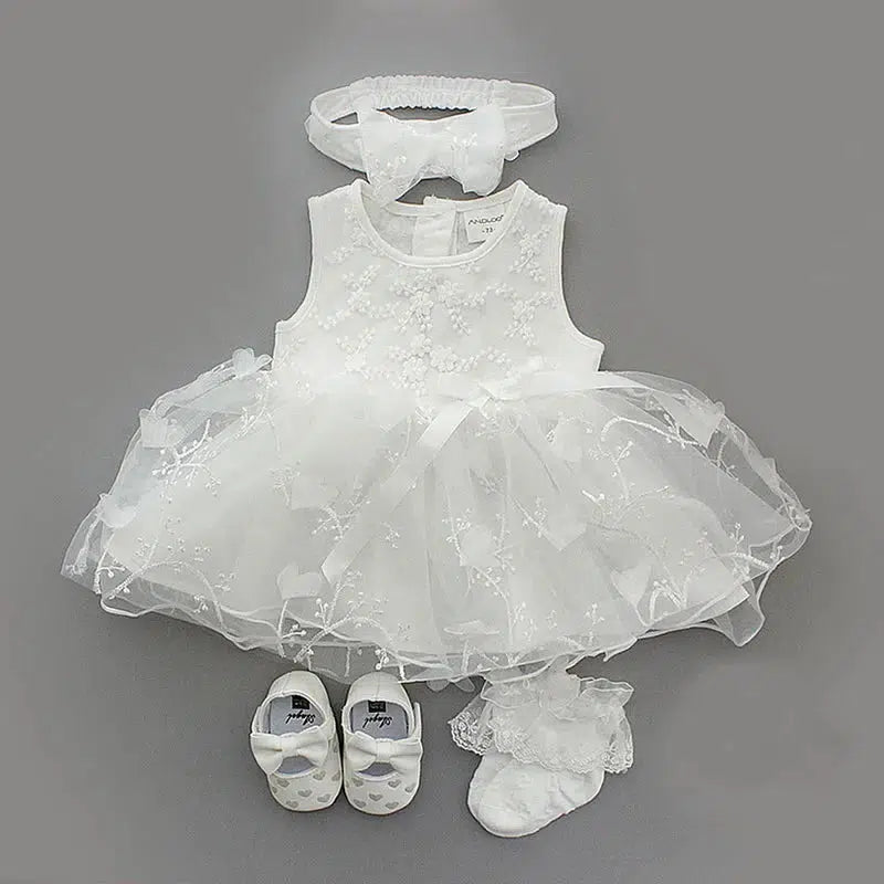 Newborn Baby Girl Dress And Shoes Set