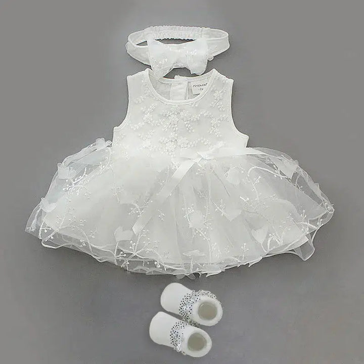 Newborn Baby Girl Dress And Shoes Set