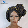 Nigerian Gele Aso Oke Plain Color Aso Oke Headtie Hot Selling African Auto Gele Headtie With Stones Beads BENNYS 