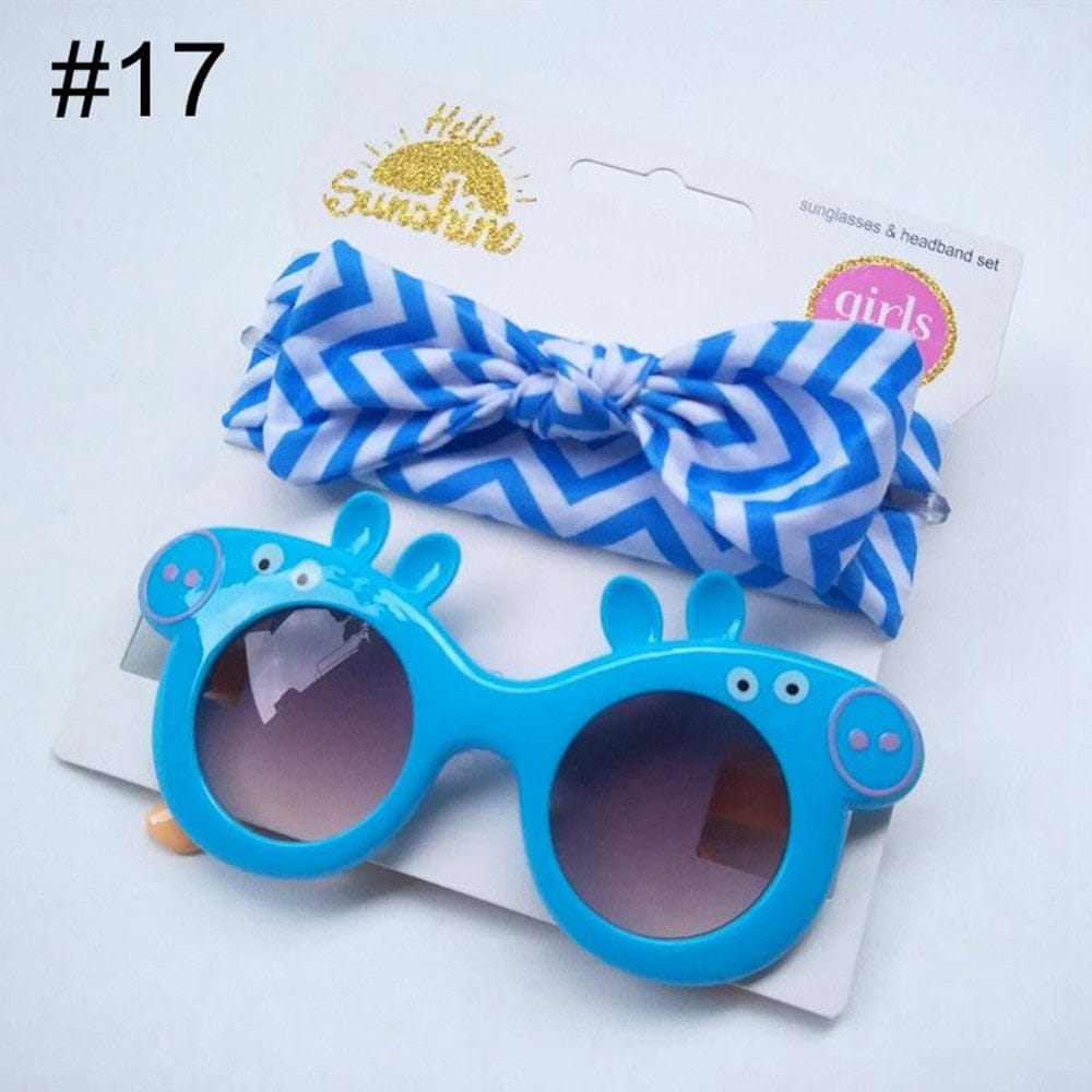 Nishine New 2pcs/lot Children Baby Girls Sunglasses Hair Band Set Anti-UV Cartoon Glasses Knot Bow Headband Photo Props Gifts BENNYS 