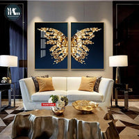 Nordic Golden butterfly Gilt Picture Wall Poster Modern Style Canvas BENNYS 