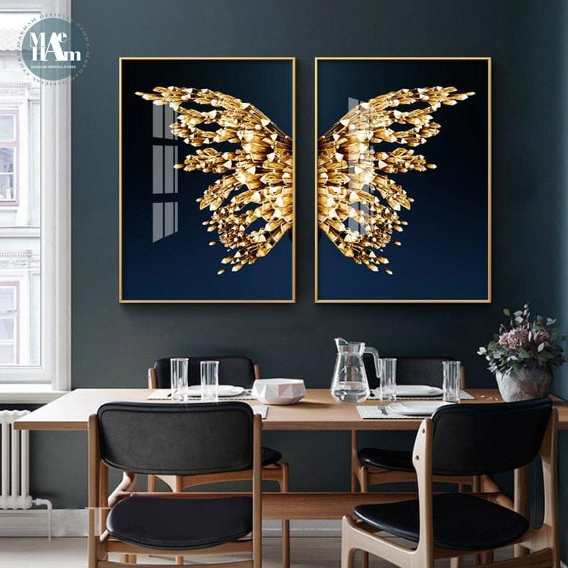 Nordic Golden butterfly Gilt Picture Wall Poster Modern Style Canvas BENNYS 