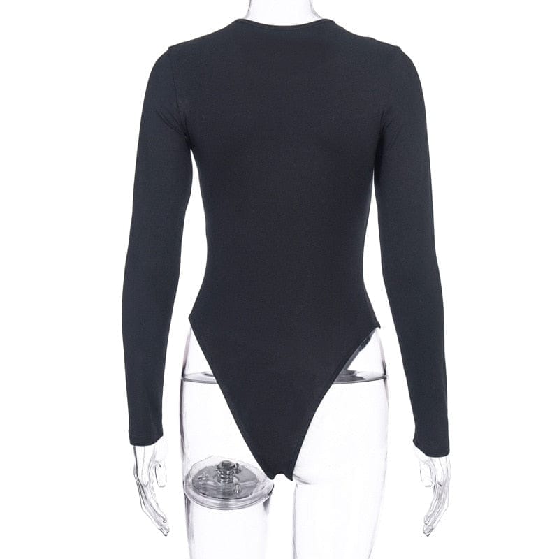 O Neck Long Sleeve Solid Sexy Bodysuit For Women BENNYS 