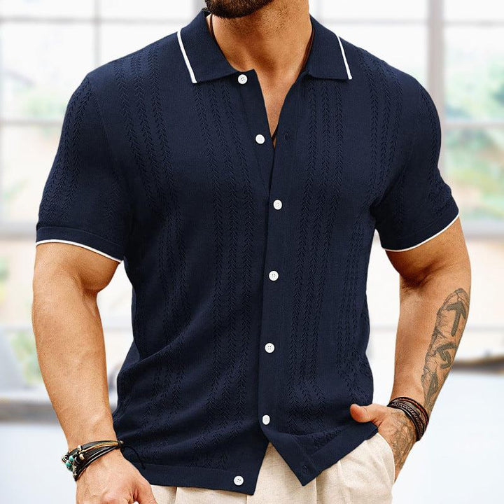 Short-sleeved Polo Shirt Summer Button Lapel Top Fashion Business Men's Clothing-Shirts-Bennys Beauty World