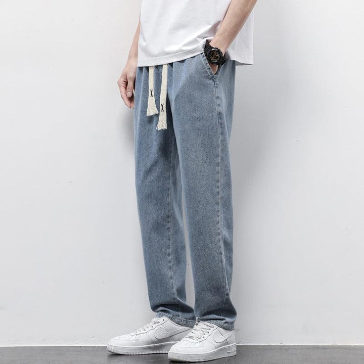 Summer Loose Wide Leg Jeans Pants Men Fashion Drawstring Trousers-pants-Bennys Beauty World