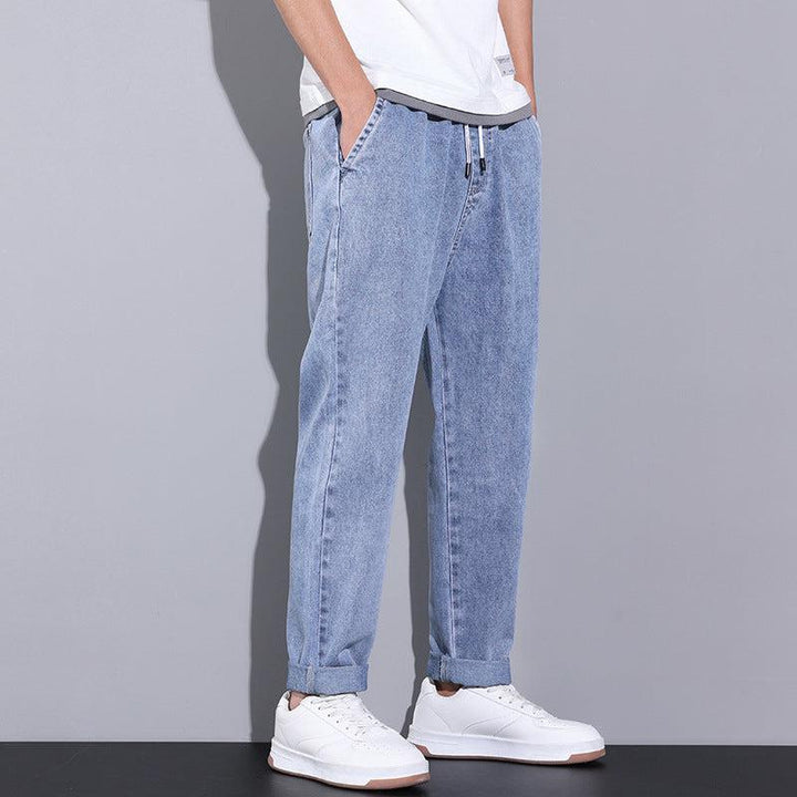 Summer Loose Wide Leg Jeans Pants Men Fashion Drawstring Trousers-pants-Bennys Beauty World