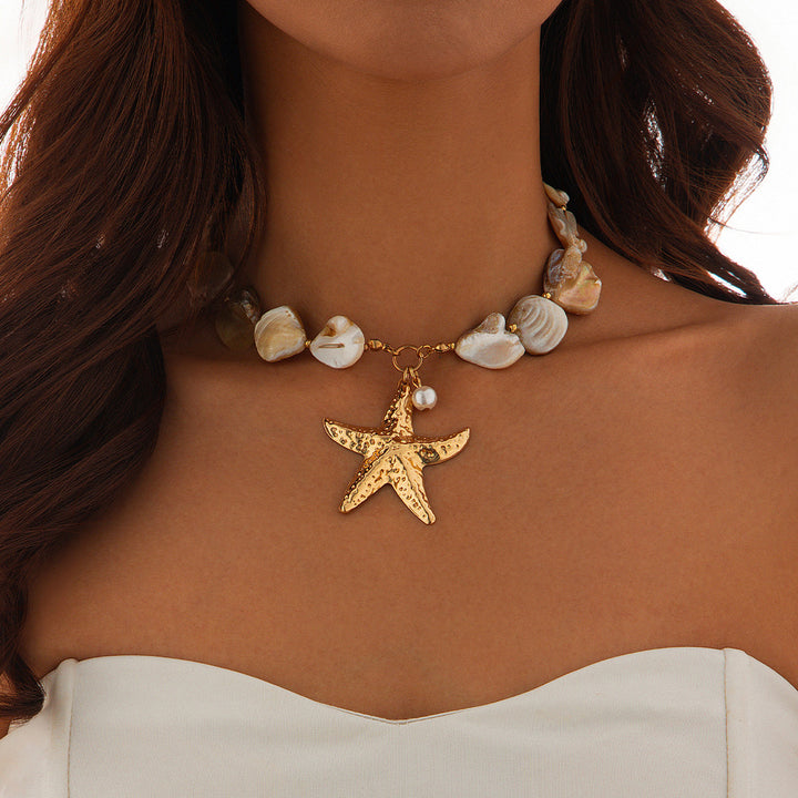 Pendant Necklace For Women Bohemian Starfish Beaded Jewelry