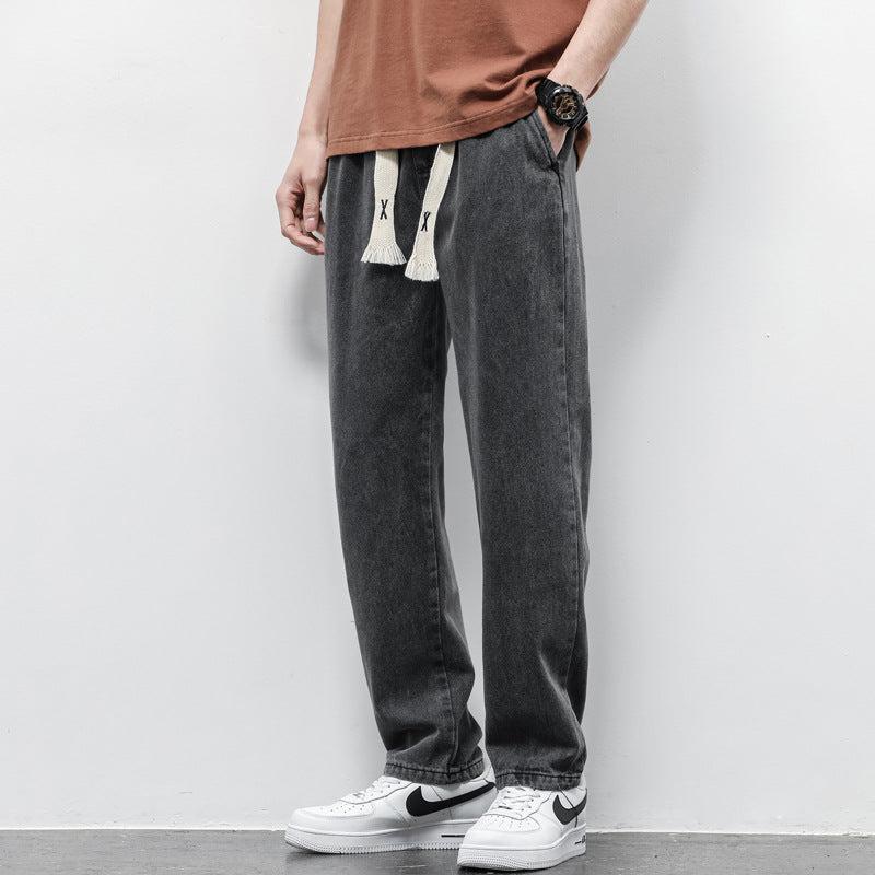 Summer Loose Wide Leg Jeans Pants Men Fashion Drawstring Trousers-pants-Bennys Beauty World