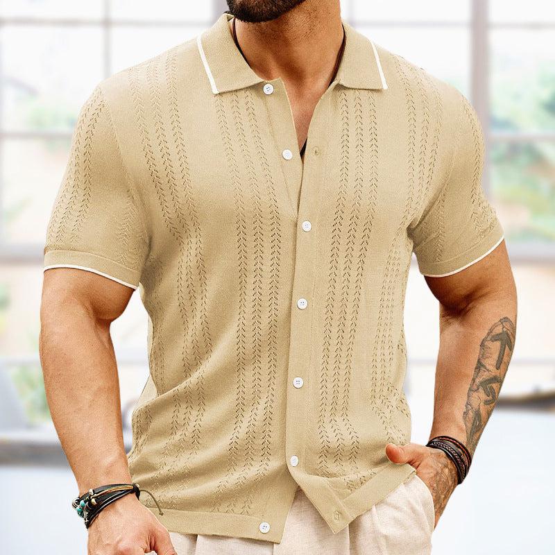 Short-sleeved Polo Shirt Summer Button Lapel Top Fashion Business Men's Clothing-Shirts-Bennys Beauty World