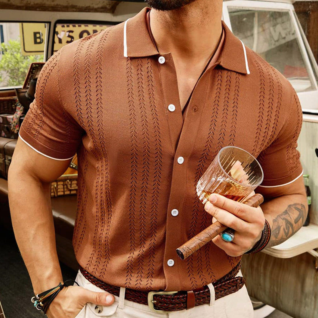 Short-sleeved Polo Shirt Summer Button Lapel Top Fashion Business Men's Clothing-Shirts-Bennys Beauty World