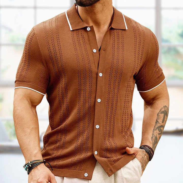 Short-sleeved Polo Shirt Summer Button Lapel Top Fashion Business Men's Clothing-Shirts-Bennys Beauty World