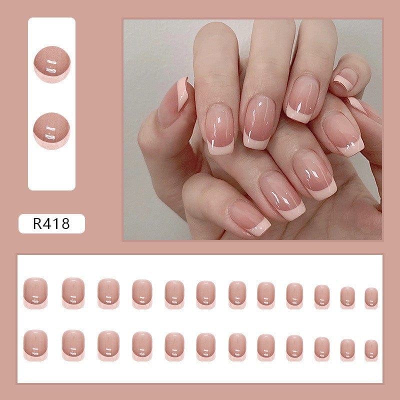 Oblique French Simple Wearing Manicure Finished Fake Nails BENNYS 