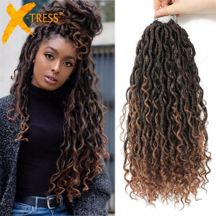 Ombre Brown Synthetic Faux Locs Crochet Braiding Hair Extension BENNYS 