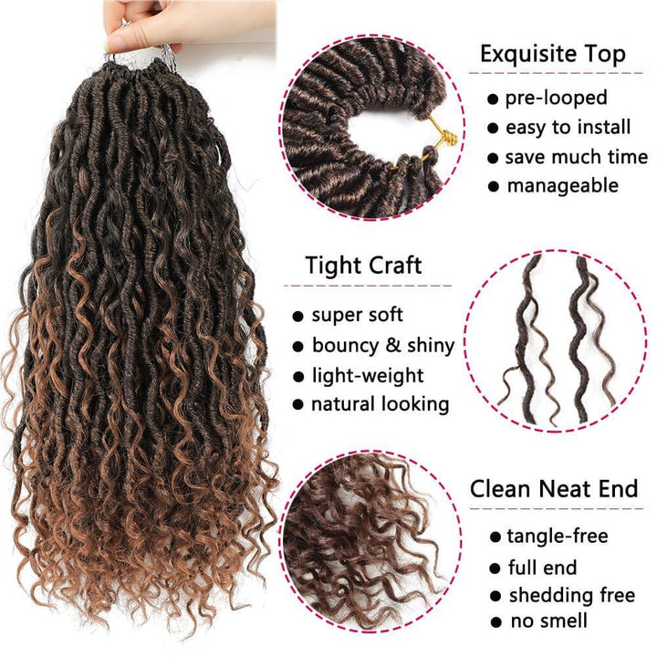 Ombre Brown Synthetic Faux Locs Crochet Braiding Hair Extension BENNYS 