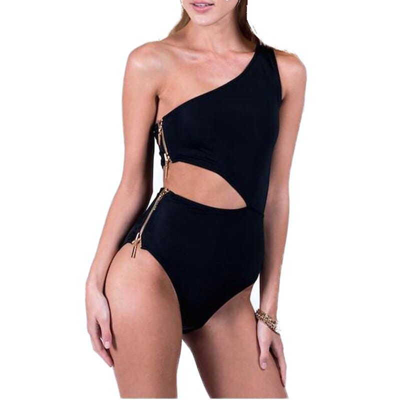 One Piece Swimsuit For Women Patchwork Bikini Off Shoulder Bathing