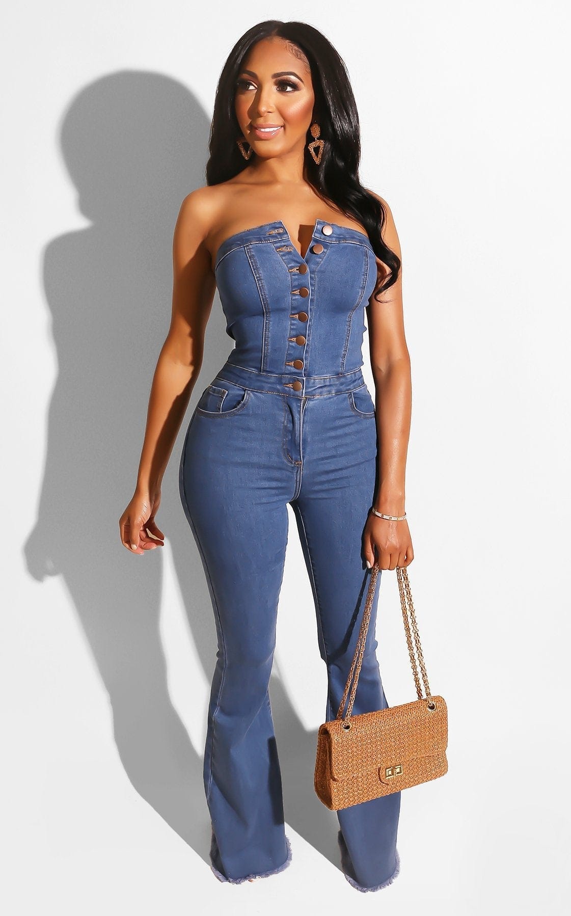 WMNS Jumpsuit - Wrap Front Tank Top / Genie Style Legs / Cinched
