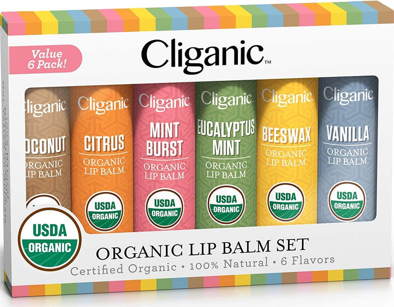 Organic Lip Balm Stocking Stuffer, Holiday Gift Set - 6 Flavors - 100% Natural BENNYS 