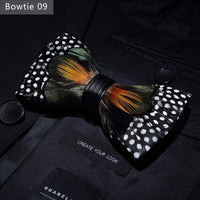 Original design feather bow exquisite handmade men's bow tie wedding party gift set BENNYS 
