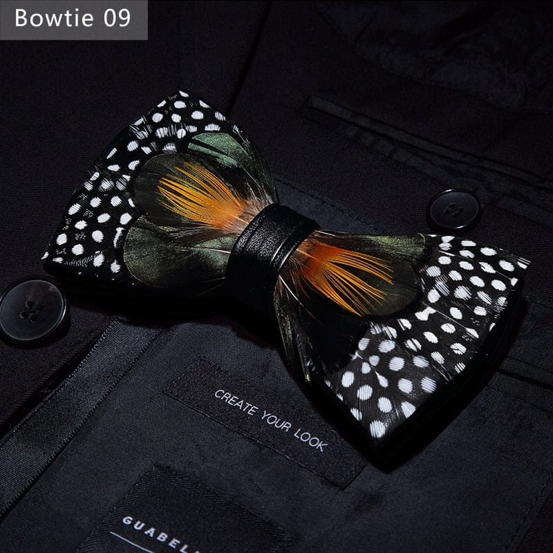 Original design feather bow exquisite handmade men's bow tie wedding party gift set BENNYS 