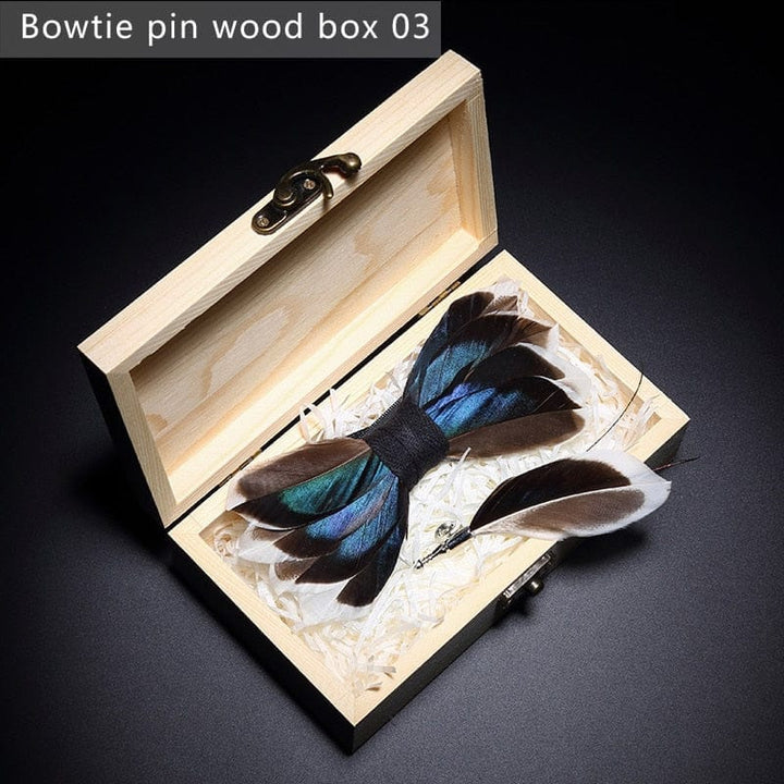 Original design feather bow exquisite handmade men's bow tie wedding party gift set BENNYS 