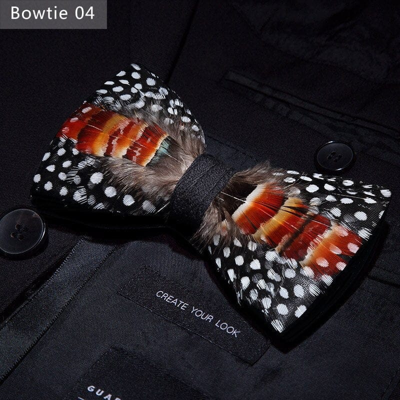 Original design feather bow exquisite handmade men's bow tie wedding party gift set BENNYS 