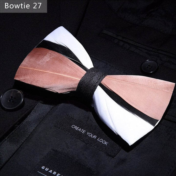 Original design feather bow exquisite handmade men's bow tie wedding party gift set BENNYS 